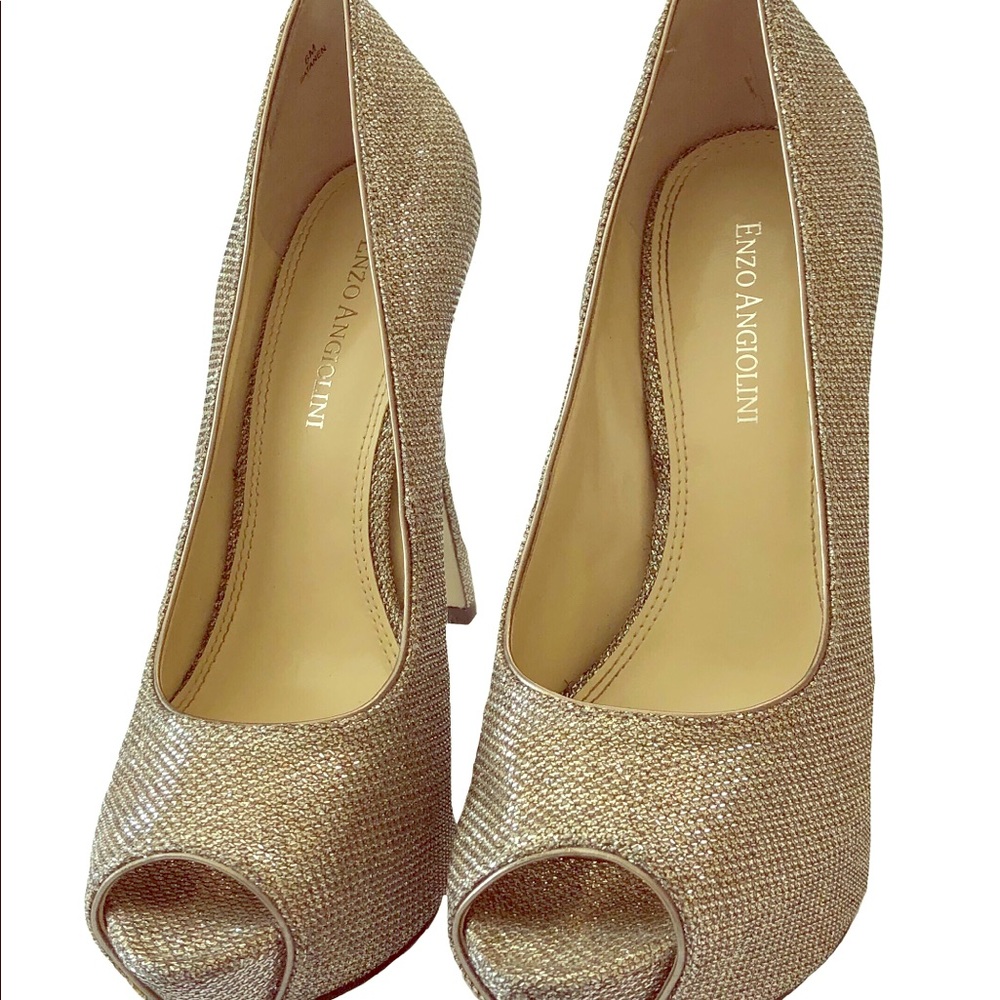 Metallic Silver Open Toe Stilettos High Heels 5”